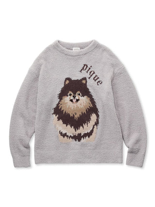 Powder DOG 3 Motif Jacquard Cozy Pullover Loungewear in light gray , Women's Pullover Sweaters at Gelato Pique USA
