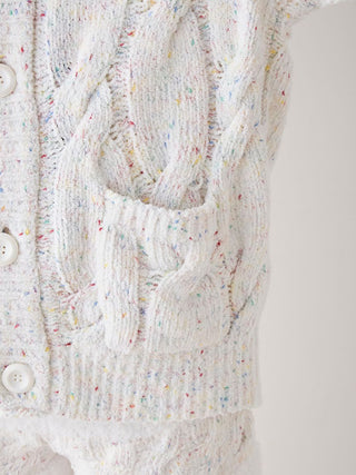 Color Spray x Gelato Aran Shawl Collar Cardigan in off-white, Comfy and Luxury Women's Loungewear Cardigan at Gelato Pique USA