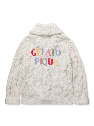 Color Spray x Gelato Aran Shawl Collar Cardigan in off-white, Comfy and Luxury Women's Loungewear Cardigan at Gelato Pique USA
