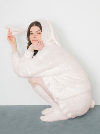 Bunny Moco Hooded Cardigan in Pink, Comfy and Luxury Women's Loungewear Cardigan at Gelato Pique USA