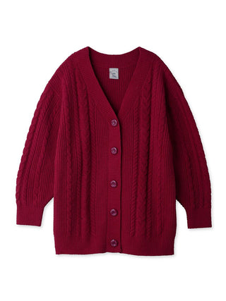 Aran Bottom-Up Cardigan in red, Comfy and Luxury Women's Loungewear Cardigan at Gelato Pique USA