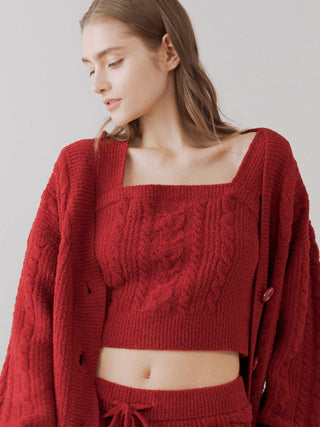 Aran Crop Top Sleeveless Knit Top in red, Women's Loungewear Tops, T-shirt , Tank Top at Gelato Pique USA