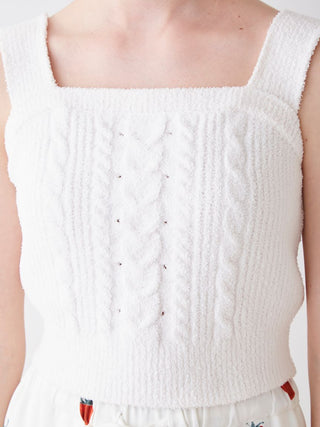 Aran Crop Top Sleeveless Knit Top in off-white, Women's Loungewear Tops, T-shirt , Tank Top at Gelato Pique USA