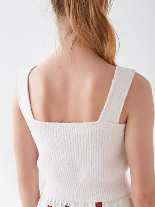 Aran Crop Top Sleeveless Knit Top in off-white, Women's Loungewear Tops, T-shirt , Tank Top at Gelato Pique USA