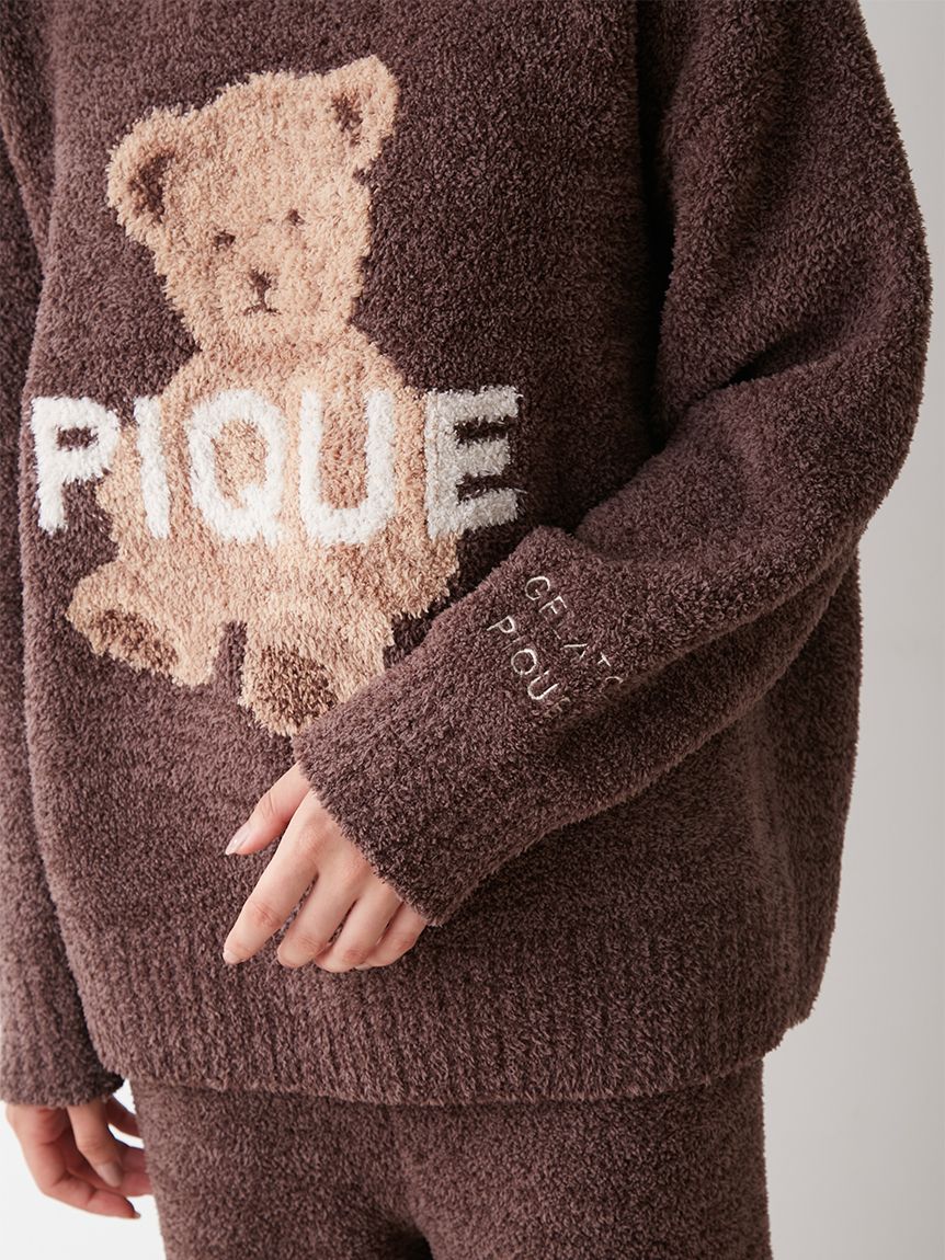 Powder Melange Bear Pullover & Long Pants Loungewear Set