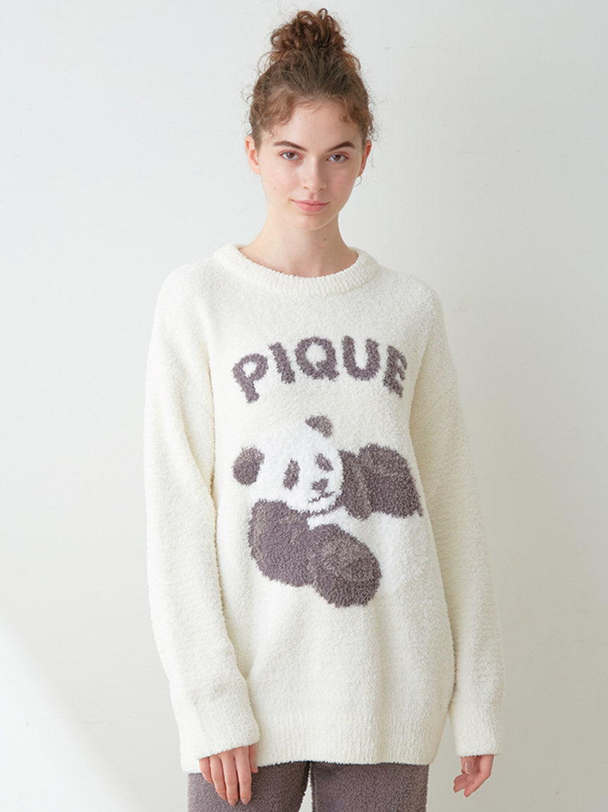 Panda Jacquard Women's Fuzzy Sweater