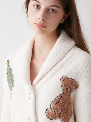 Jacquard Shawl Cardigan in off white, Comfy and Luxury Women's Loungewear Cardigan at Gelato Pique USA.