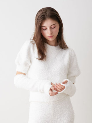 Whipped Moco Puff Sleeve Pullover Top with Arm Warmers SET