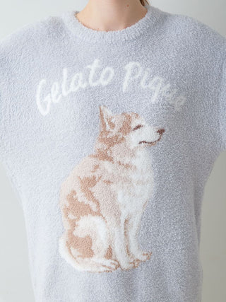 Baby Moco Melange Husky Pullover in blue, Women's Pullover Sweaters at Gelato Pique USA.