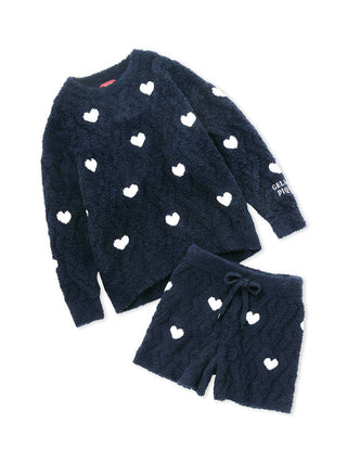 Heart Aran Pullover & Shorts Loungewear Set in navy, Women's Loungewear Set at Gelato Pique USA.