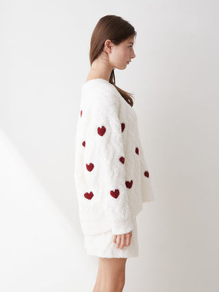 Heart Aran Pullover & Shorts Loungewear Set in off white, Women's Loungewear Set at Gelato Pique USA.