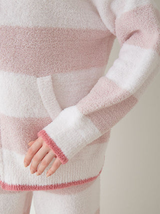 Powder Trim Border Full Zip Hoodie Jacket in Pink, Women's Loungewear Hoodies & Sweatshirts Zip-ups & Pullovers at Gelato Pique USA.