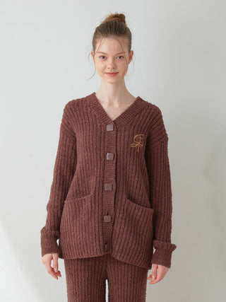[Bitter] Baby Moco Melange Ribbed Button Up Cardigan in Brown, Comfy and Luxury Women's Loungewear Cardigan at Gelato Pique USA.