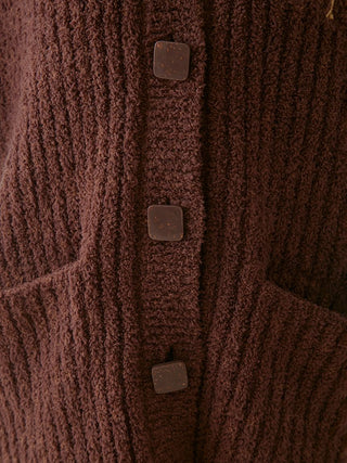 [Bitter] Baby Moco Melange Ribbed Button Up Cardigan in Brown, Comfy and Luxury Women's Loungewear Cardigan at Gelato Pique USA.