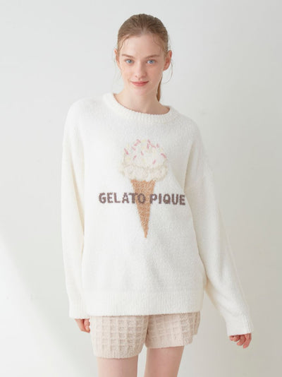 Ice Cream Jacquard Pullover & Waffle Shorts Loungewear Set gelato pique