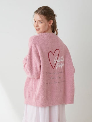[Sweet] Jacquard Button Up Fleece Cardigan in Pink, Comfy and Luxury Women's Loungewear Cardigan at Gelato Pique USA.