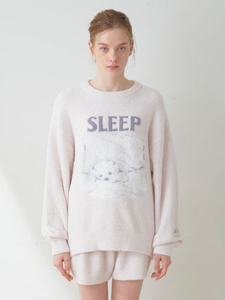 Sleep Dog Jacquard Pullover Sweater in pink, Women's Pullover Sweaters at Gelato Pique USA.