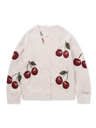 Cherry Jacquard Lounge Cardigan in pink, Comfy and Luxury Women's Loungewear Cardigan at Gelato Pique USA.