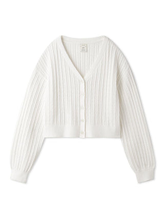 Aran Knit Cropped Cardigan in off white, Comfy and Luxury Women's Loungewear Cardigan at Gelato Pique USA.