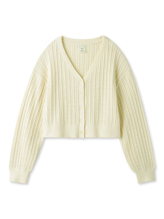 Aran Knit Cropped Cardigan in yellow, Comfy and Luxury Women's Loungewear Cardigan at Gelato Pique USA.