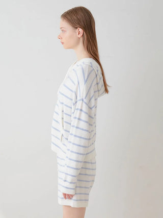 Smoothie Striped Soft Zip Up Hoodie in BLUE, Women's Loungewear Hoodies & Sweatshirts Zip-ups & Pullovers at Gelato Pique USA.