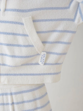 Smoothie Striped Soft Zip Up Hoodie in BLUE, Women's Loungewear Hoodies & Sweatshirts Zip-ups & Pullovers at Gelato Pique USA.