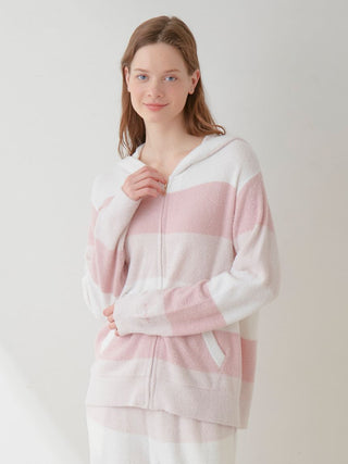 Smoothie 3-border Lounge Hoodie Sweater in PINK, Women's Pullover Sweaters at Gelato Pique USA.