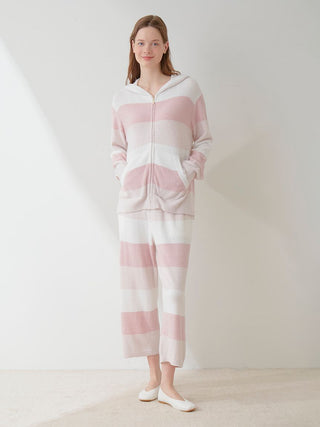 Smoothie 3-border Lounge Hoodie Sweater in PINK, Women's Pullover Sweaters at Gelato Pique USA.