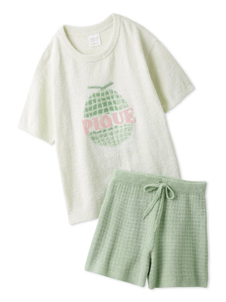 Smoothie Fruit Jacquard Loungewear Set in GREEN, Women's Loungewear Set at Gelato Pique USA.