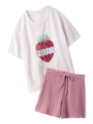 Smoothie Fruit Jacquard Loungewear Set in PINK, Women's Loungewear Set at Gelato Pique USA.
