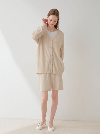 Smoothie Lite Oversized Cardigan in beige, Comfy and Luxury Women's Loungewear Cardigan at Gelato Pique USA.