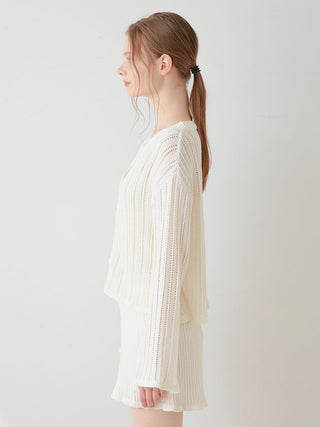 Crochet Cardigan in OFF WHITE, Comfy and Luxury Women's Loungewear Cardigan at Gelato Pique USA.