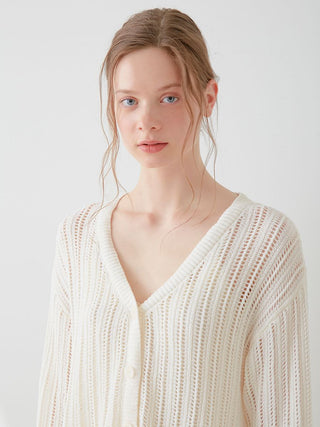 Crochet Cardigan in OFF WHITE, Comfy and Luxury Women's Loungewear Cardigan at Gelato Pique USA.