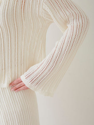 Crochet Cardigan in OFF WHITE, Comfy and Luxury Women's Loungewear Cardigan at Gelato Pique USA.