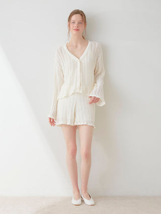 Crochet Cardigan in OFF WHITE, Comfy and Luxury Women's Loungewear Cardigan at Gelato Pique USA.