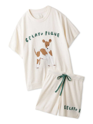 TOSHIYUKI HIRANO DOG Jacquard Loungewear Set in IVORY, Women's Loungewear Set at Gelato Pique USA.