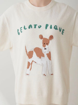 TOSHIYUKI HIRANO DOG Jacquard Loungewear Set in IVORY, Women's Loungewear Set at Gelato Pique USA.