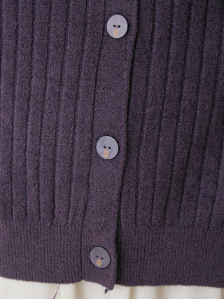 Ribbed Knit Button Up Cardigan in NAVY, Comfy and Luxury Women's Loungewear Cardigan at Gelato Pique USA.