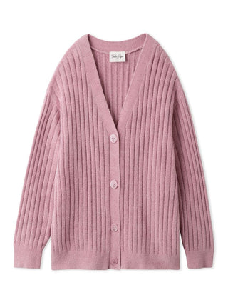 Ribbed Knit Button Up Cardigan in PINK, Comfy and Luxury Women's Loungewear Cardigan at Gelato Pique USA.
