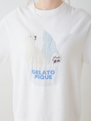 COOL Polar Bear Ice Drop Shoulder Lounge T Shirt in OFF WHITE, Women's Loungewear Tops, T-shirt , Tank Top at Gelato Pique USA.