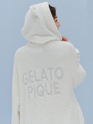 Polar Bear Costume Fuzzy Zip-Up Hoodie in OFF WHITE, Women's Loungewear Hoodies & Sweatshirts Zip-ups & Pullovers at Gelato Pique USA.