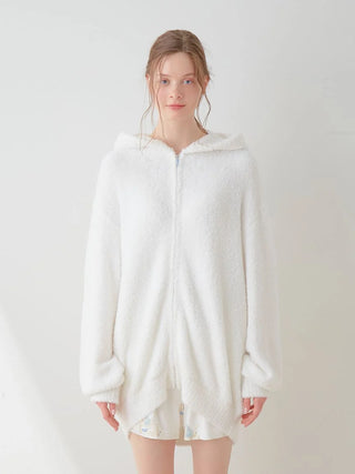 Polar Bear Costume Fuzzy Zip-Up Hoodie in OFF WHITE, Women's Loungewear Hoodies & Sweatshirts Zip-ups & Pullovers at Gelato Pique USA.