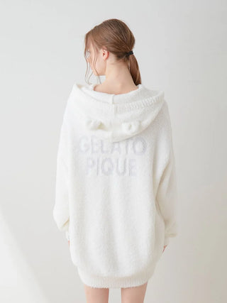 Polar Bear Costume Fuzzy Zip-Up Hoodie in OFF WHITE, Women's Loungewear Hoodies & Sweatshirts Zip-ups & Pullovers at Gelato Pique USA.