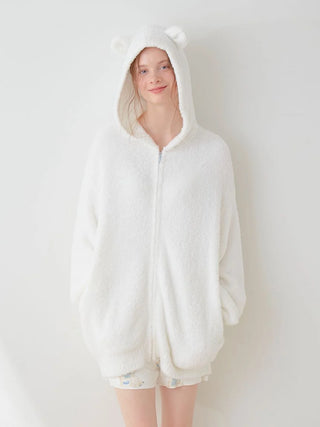 Polar Bear Costume Fuzzy Zip-Up Hoodie in OFF WHITE, Women's Loungewear Hoodies & Sweatshirts Zip-ups & Pullovers at Gelato Pique USA.