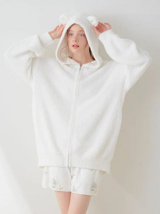 Polar Bear Costume Fuzzy Zip-Up Hoodie in OFF WHITE, Women's Loungewear Hoodies & Sweatshirts Zip-ups & Pullovers at Gelato Pique USA.