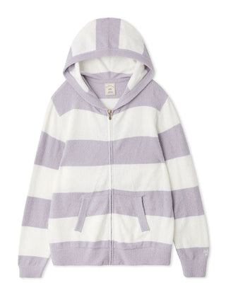 Cozy Smoothie Striped Zip-Up Hoodie in PURPLE, Women's Loungewear Hoodies & Sweatshirts Zip-ups & Pullovers at Gelato Pique USA.