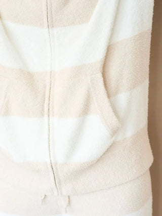 Cozy Smoothie Striped Zip-Up Hoodie in BEIGE, Women's Loungewear Hoodies & Sweatshirts Zip-ups & Pullovers at Gelato Pique USA.