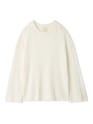 Ribbed Knit Pullover Sweater in OFF WHITE, Women's Pullover Sweaters at Gelato Pique USA. 