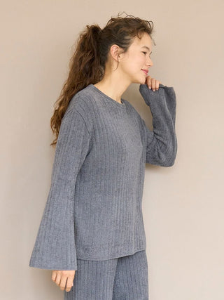 Ribbed Knit Pullover Sweater in GRAY, Women's Pullover Sweaters at Gelato Pique USA. 