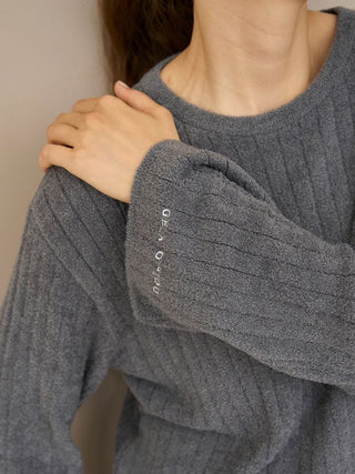 Ribbed Knit Pullover Sweater in GRAY, Women's Pullover Sweaters at Gelato Pique USA. 